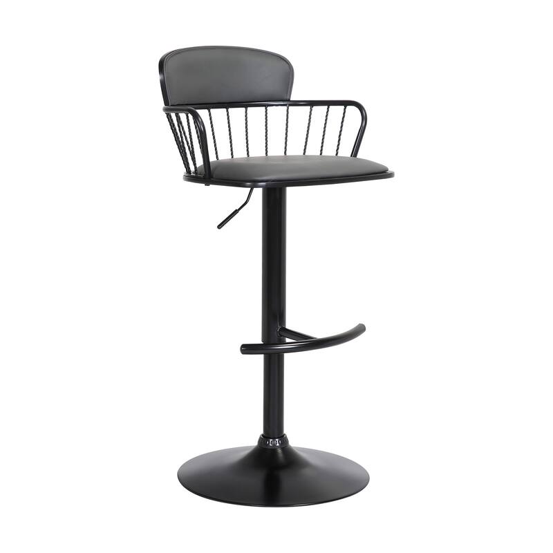Nash Black Metal Upholstered Adjustable Swivel Bar Stool