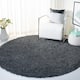 SAFAVIEH August Shag Veroana Solid 1.5-inch Thick Rug - 6'7" Round - Charcoal
