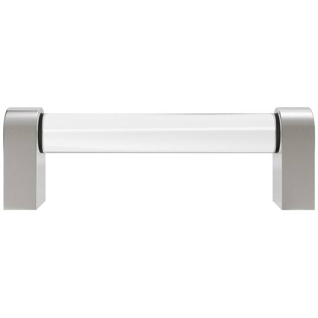 Hapny Home C501-CLR Clarity 3-3/4" Center to Center Solid Metal and - Clear / Satin Nickel
