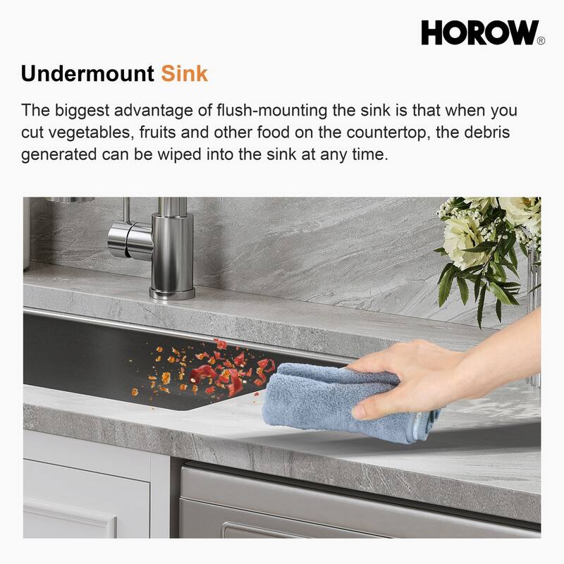 HOROW 32 in 16-Gauge Undermount Single Bowl Stainless Steel Kitchen Sink with Accessories