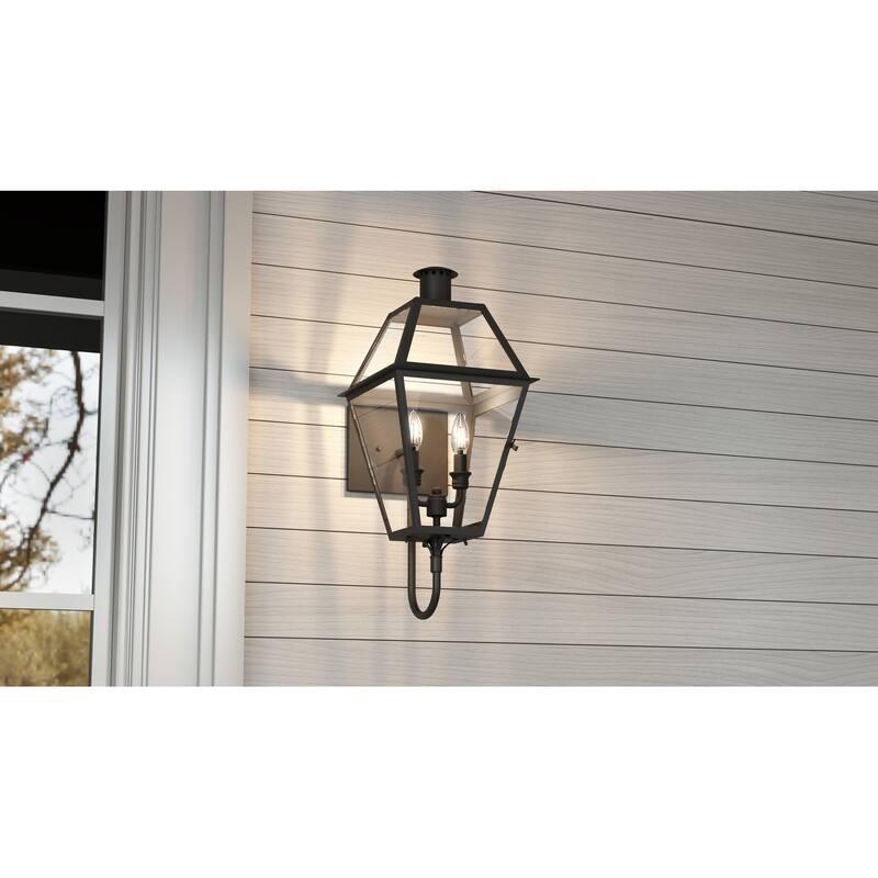 Rue De Royal 2-Light Earth Black Outdoor Wall Lantern