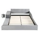 preview thumbnail 67 of 95, Velvet Grounded Bed Mother & Child Bed Platform Slat Bed Frame with Little Round Stool and Bedside Desk for Growing Child