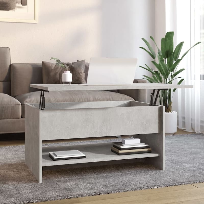 vidaXL Coffee Table Lift Top End Table Accent Side Sofa Table Engineered Wood - 31.5" x 19.7" x 16.7" - Concrete gray