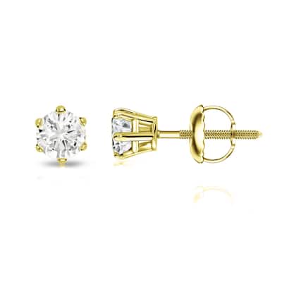 Auriya 1/4ctw Round Diamond Stud Earrings 14k Gold 6-Prong (J-K, I2-I3)