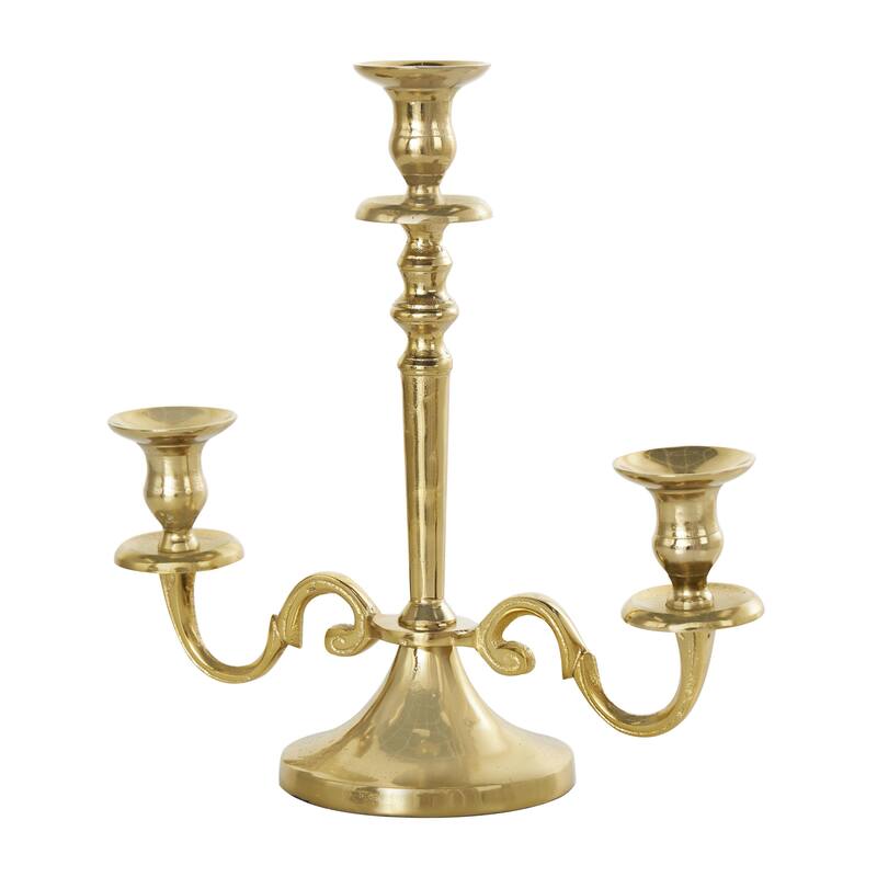 Aluminum Metal Scrolled Candelabra - Gold or Silver - Roche River Decor