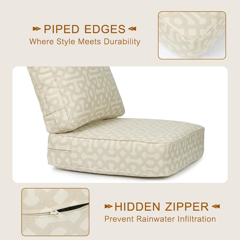 Aoodor 24x25x6 Inch Outdoor Patio Chair Cushions Set, Weather-Resistant Sunbrella Fabric Outdoor Cushion, Set of 2 - 24"x25"