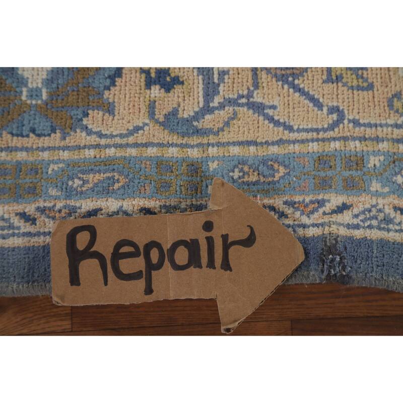 Hand Knotted Oriental 100% Wool Carpet Traditional Floral Navy Blue & Blues Sarouk Area Rug - 10' 4'' X 6' 8''