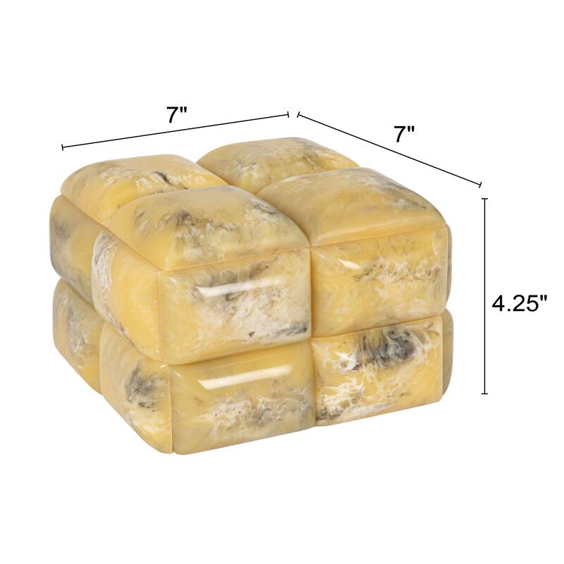Marbled Resin Studded Decorative Storage Box with Lid - 7.0"L x 7.0"W x 4.25"H
