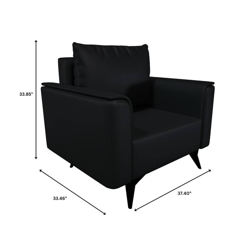 Rusk Leather Upholstered Single-Seater Sofa Couch with Steel Legs and Removable Cushions for Home Office Living Room & Bedroom