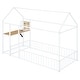 preview thumbnail 5 of 16, Twin Size Metal Bed House Bed Frame with Desk, Shelves, Power Outlets and USB Ports, White