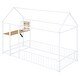 preview thumbnail 5 of 28, Twin Size Metal House Bed Frame with Desk, Shelves, USB Ports & Power Outlets, Stylish and Space-Saving Bedroom Solution, White