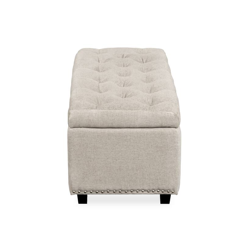 DH Basic Modern Brian 48-inch Rectangular Linen Storage Ottoman Bench by Denhour