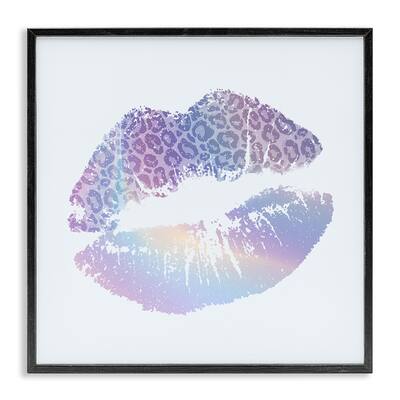 Stupell Glam Patterned Kiss Framed Giclee Art Design By Kim Allen