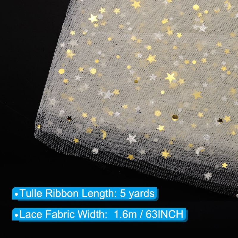 Tulle Fabric, 63inch Glitters Tulle Fabric Rolls Ribbon for Decoration - Beige - 5 Yards