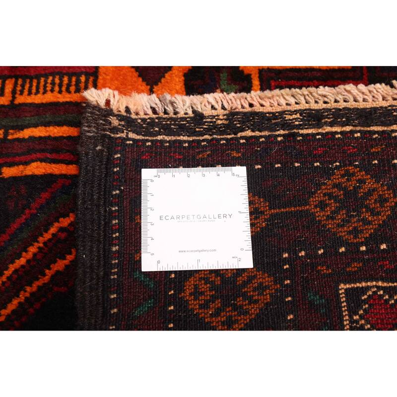 ECARPETGALLERY Hand-knotted Teimani Black, Orange Wool Rug - 4'3 x 6'6