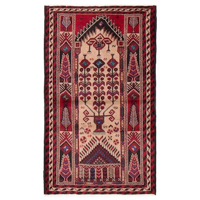 ECARPETGALLERY Hand-knotted Royal Baluch Tan Wool Rug - 3'7 x 6'3