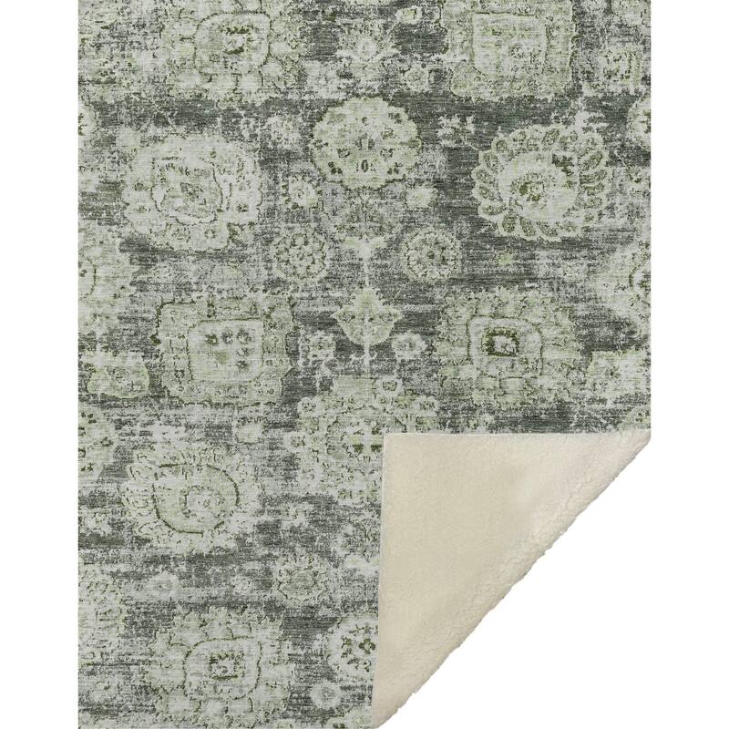 Premium Machine Washable Vintage Persian Sherpa Throw Blanket