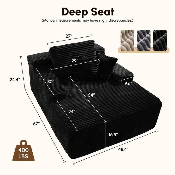 dimension image slide 4 of 13, HOOOWOOO Modern Upgraded Fabric Sofa Chaise Lounge