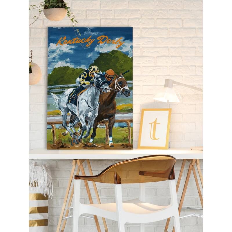 'Louisville Kentucky Derby' Painting Print on Wrapped Canvas