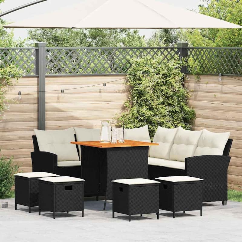 vidaXL Garden Sofa Set Black, Cream White - 29.9 x 29.9 x 29.1