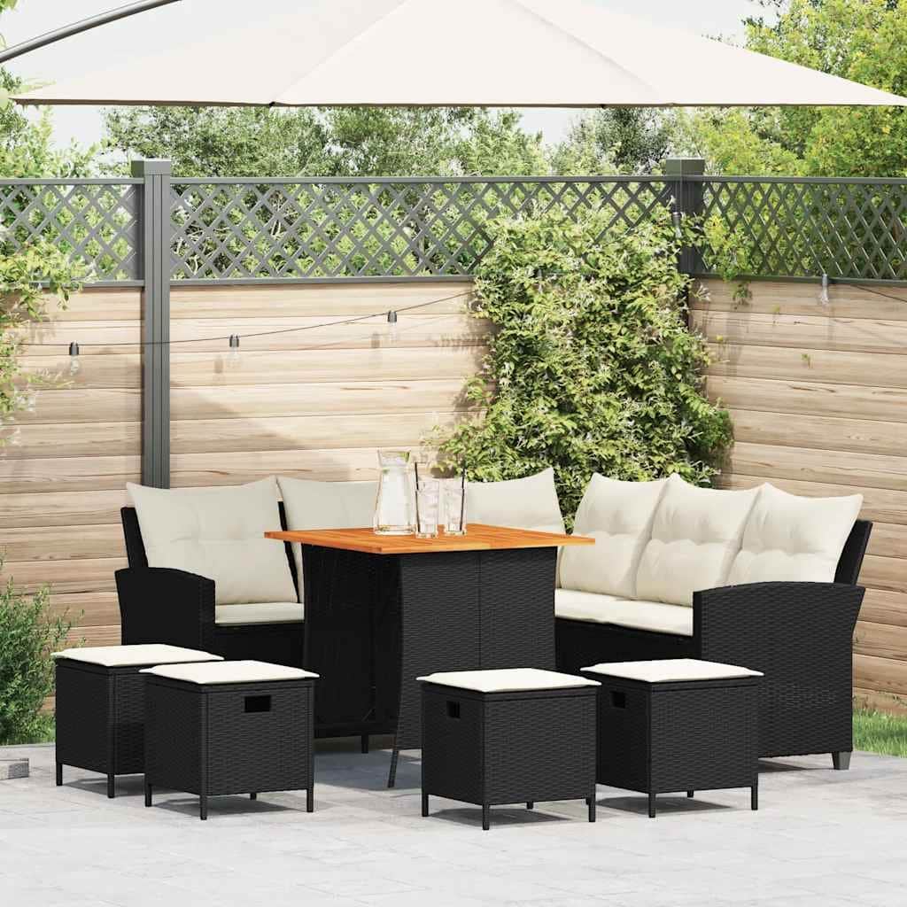 vidaXL Garden Sofa Set Black, Cream White - 29.9 x 29.9 x 29.1