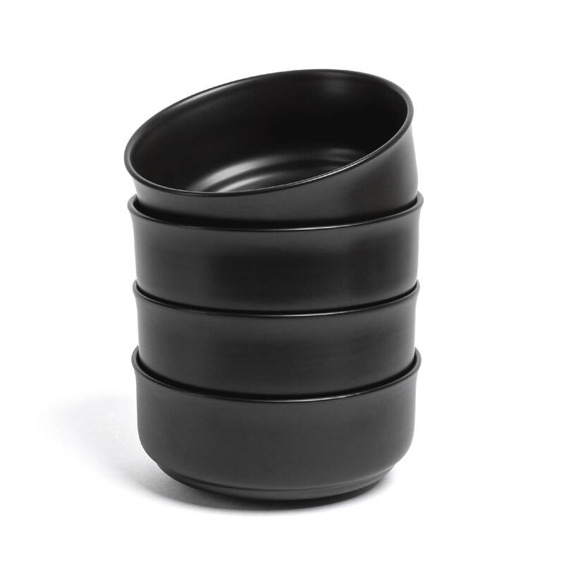 over&back Rimmed 26oz Semi-Matte Stoneware Cereal Bowls - Black