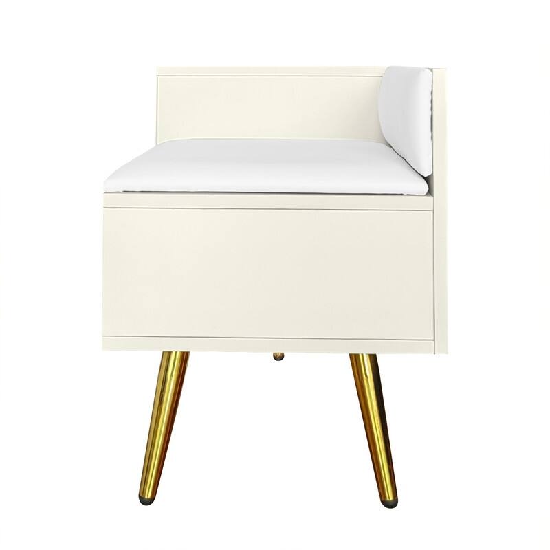 Modern Shoe Storage Bench with Storage Cabinet and Upholstered Cushions, Entryway Bench with Open Compartment for Living Room