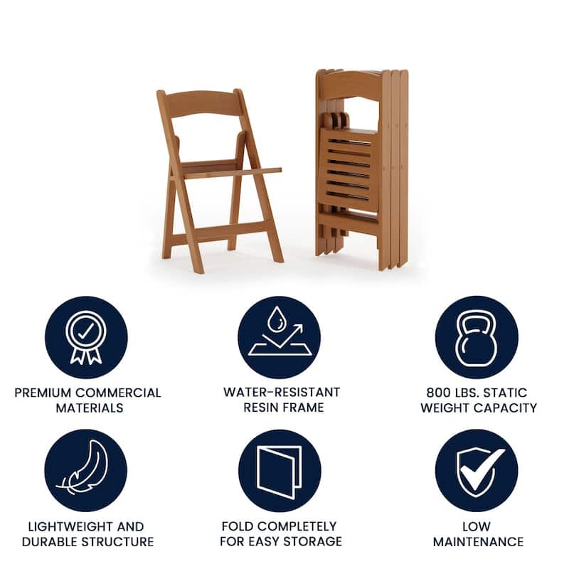 4 Pack 1000 lb. Capacity White Resin Folding Chair with Slatted Seat - 18"D x 17.5"W x 30.75"H
