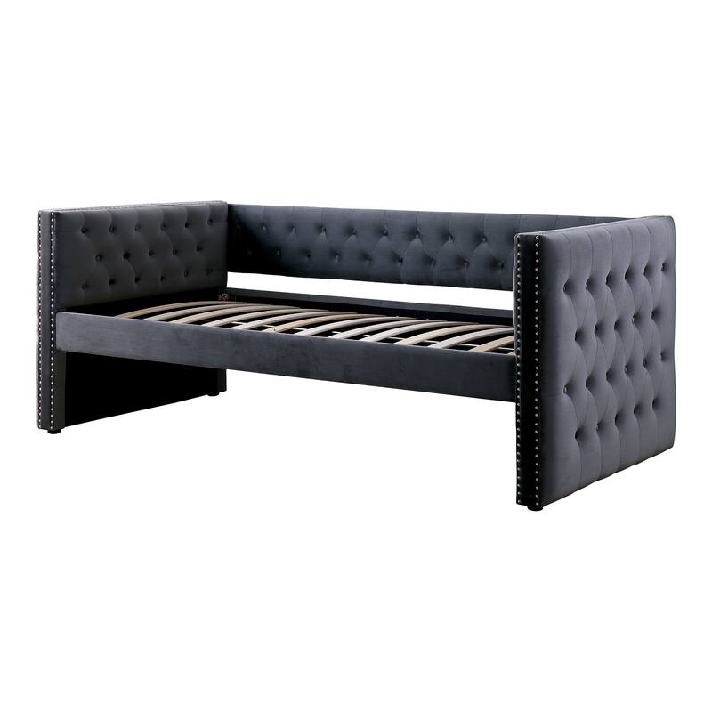 Furniture of America Ragen Twin-size Tufted Upholstered Daybed with Trundle and Nailhead Trim