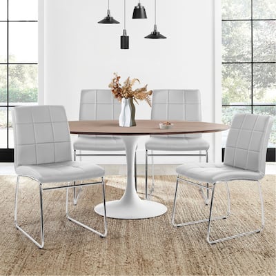 Modern Faux Leather Upholstered Dining Chairs, Side Chairs Set of 2/4 - 32.7"H x 20.3"D x 18.1"W