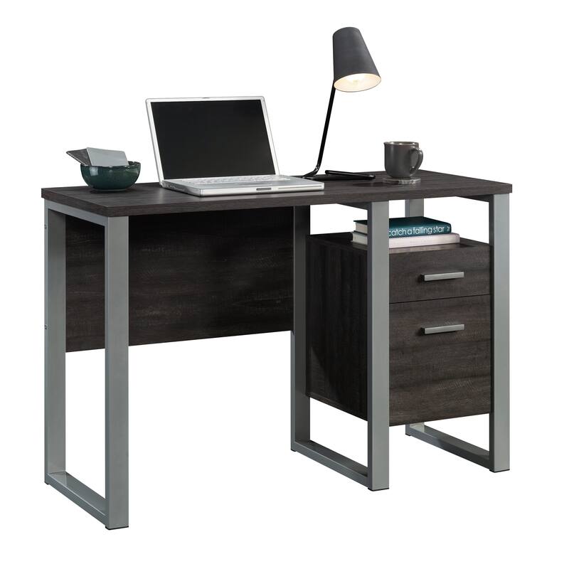 Wood Desk with Drawer and Productivity Design, Dark Brown.