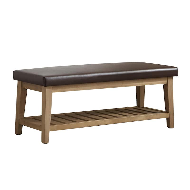 Entryway Shoe Bench Storage Bench Upholstered Bench - PU-Brown