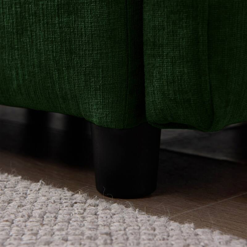 105" Modern L-Shaped Chenille Fabric Sectional Sofa with Ottoman