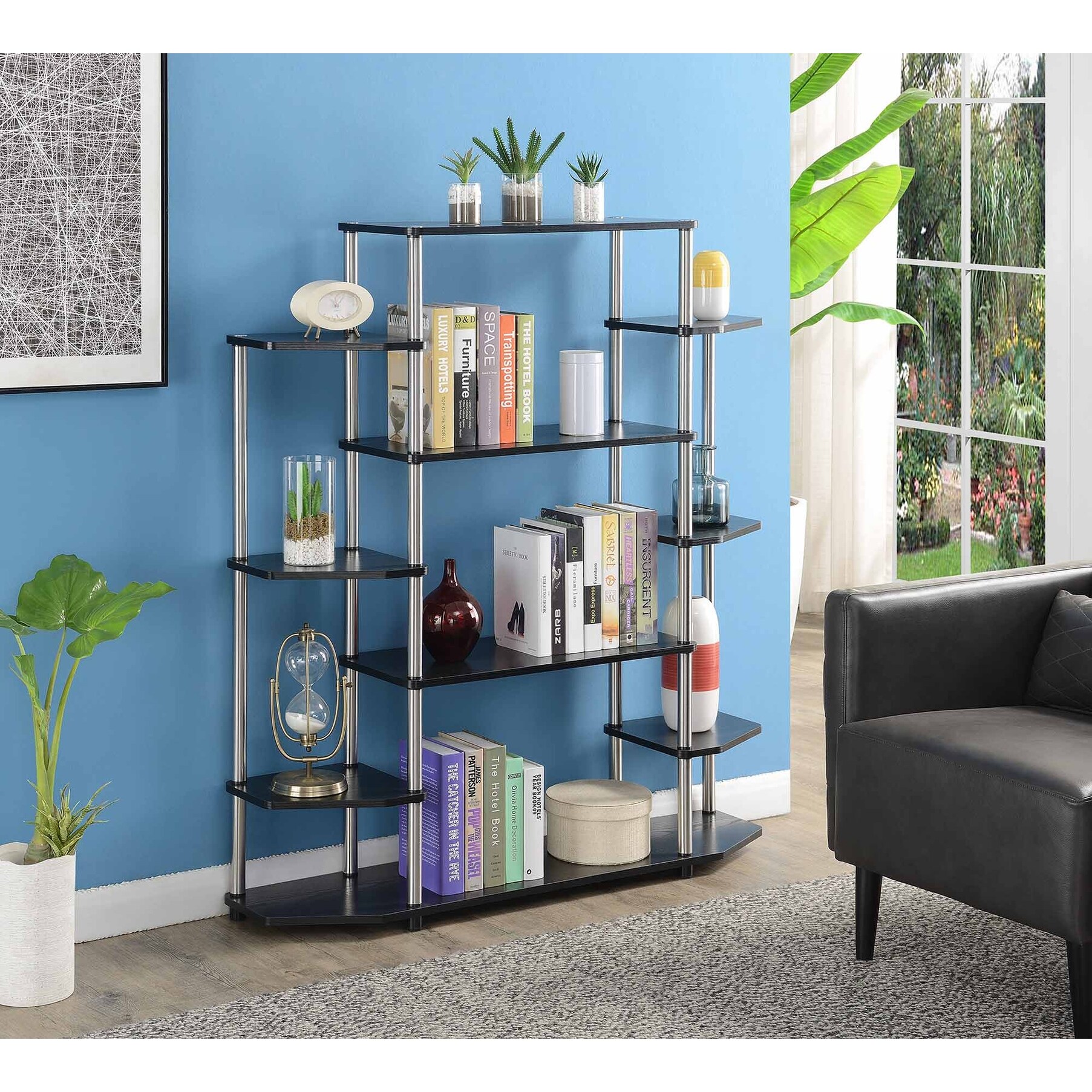 Mainstays no tools 5 top shelf standard storage bookshelf
