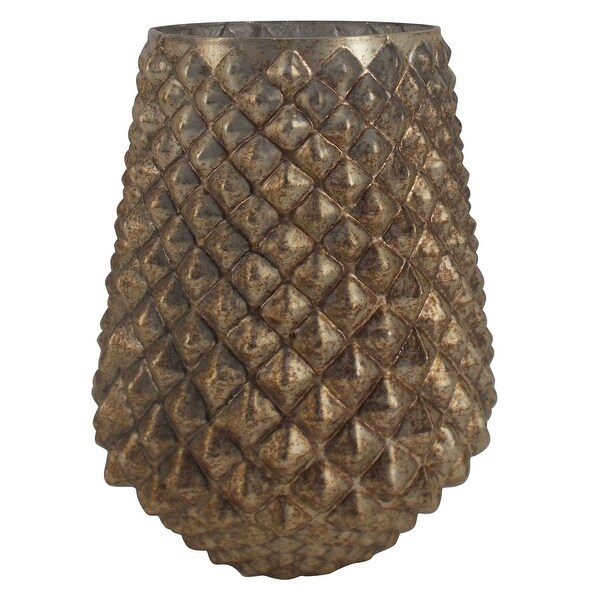 10" Metallic Gold Copper Finished Wide Floral Glass Vase - N/A