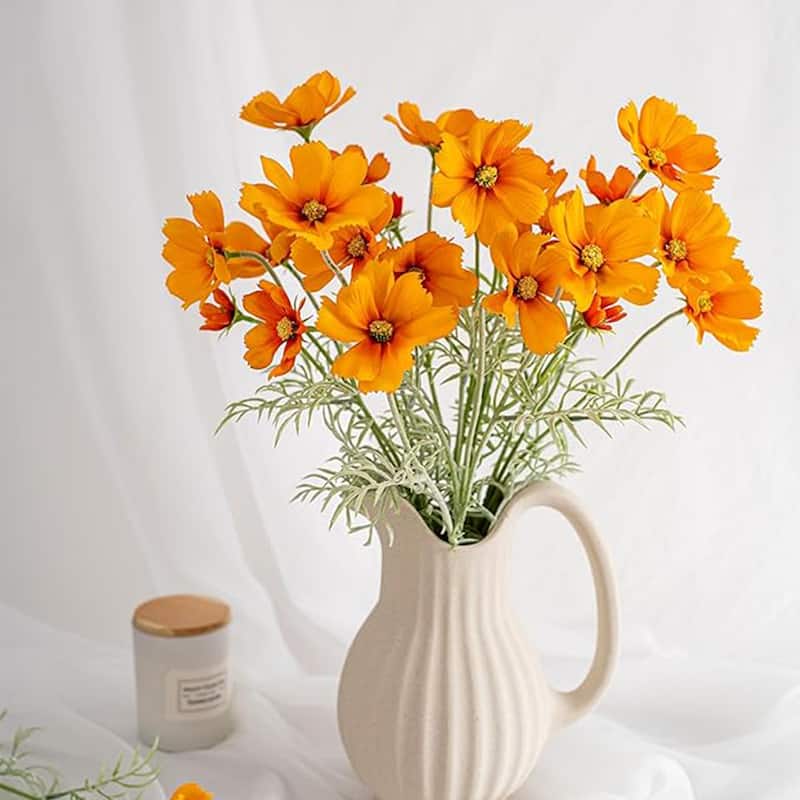 Orange Silk Decorative Artificial Cosmos Faux Flowers