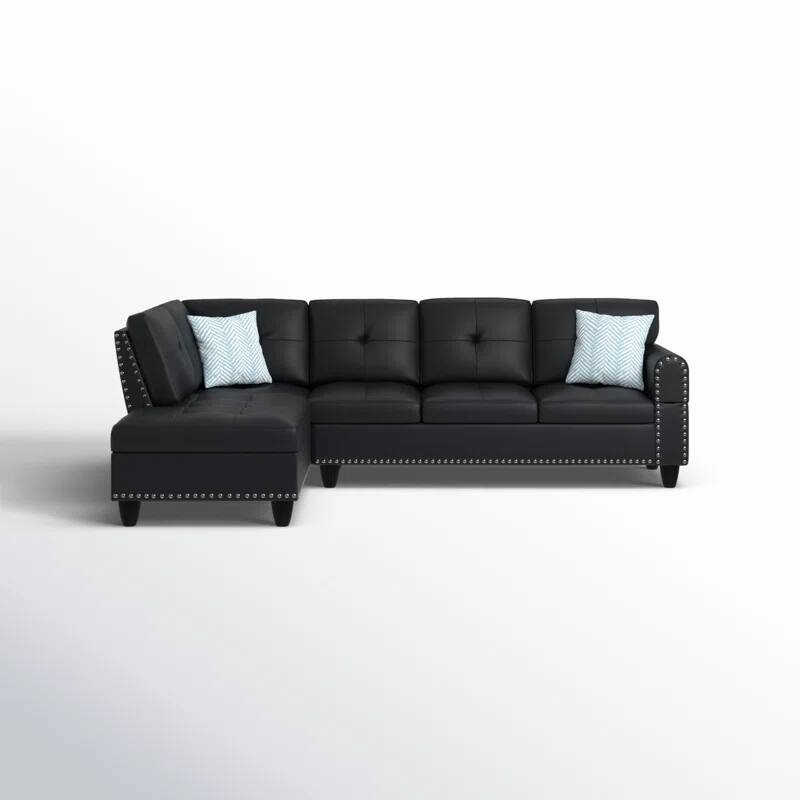 Faux Leather L - Shaped Sectional Set With Cup Holders 2pc