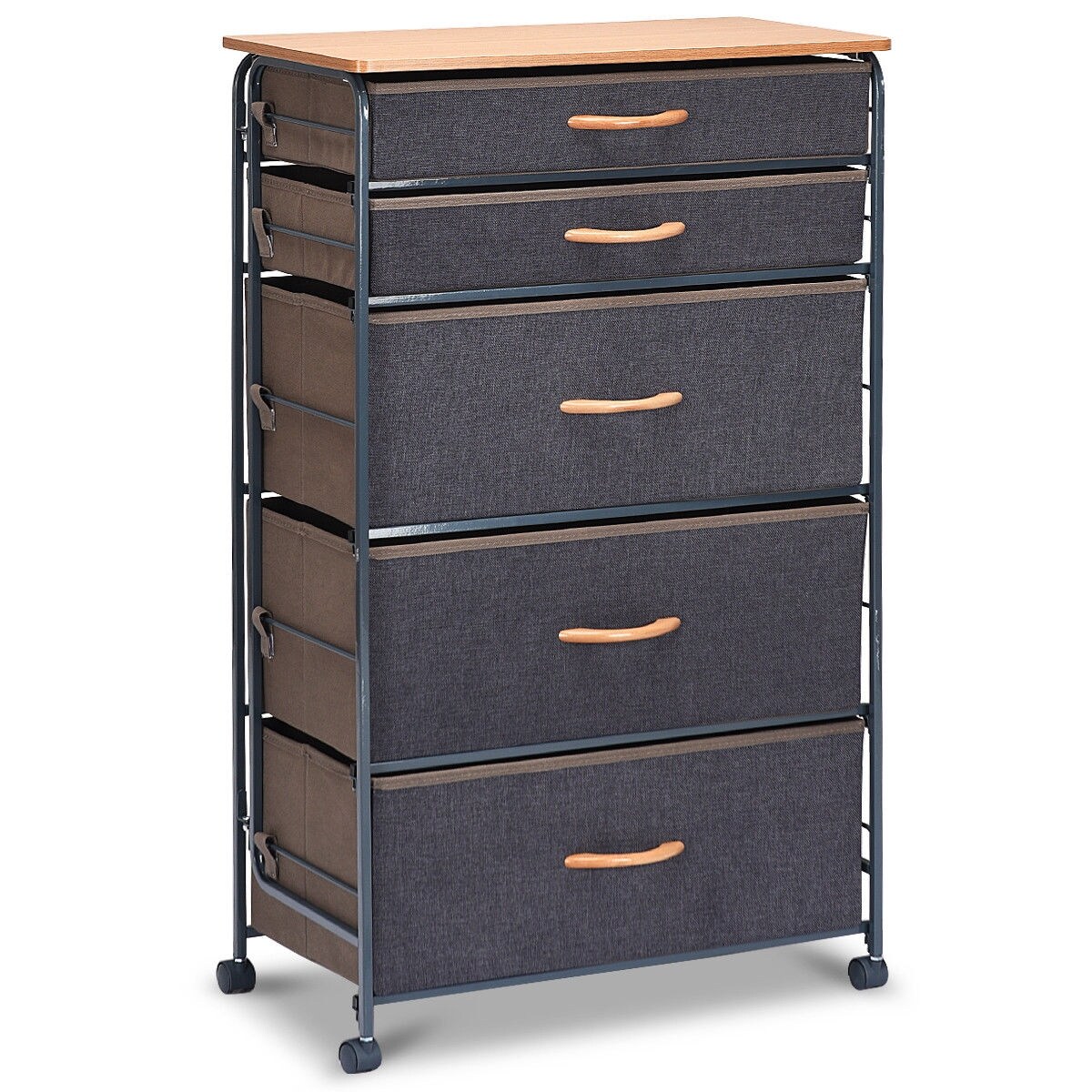 Shop Costway 5 Drawer Fabric Storage Organizer Unit Metal Frame