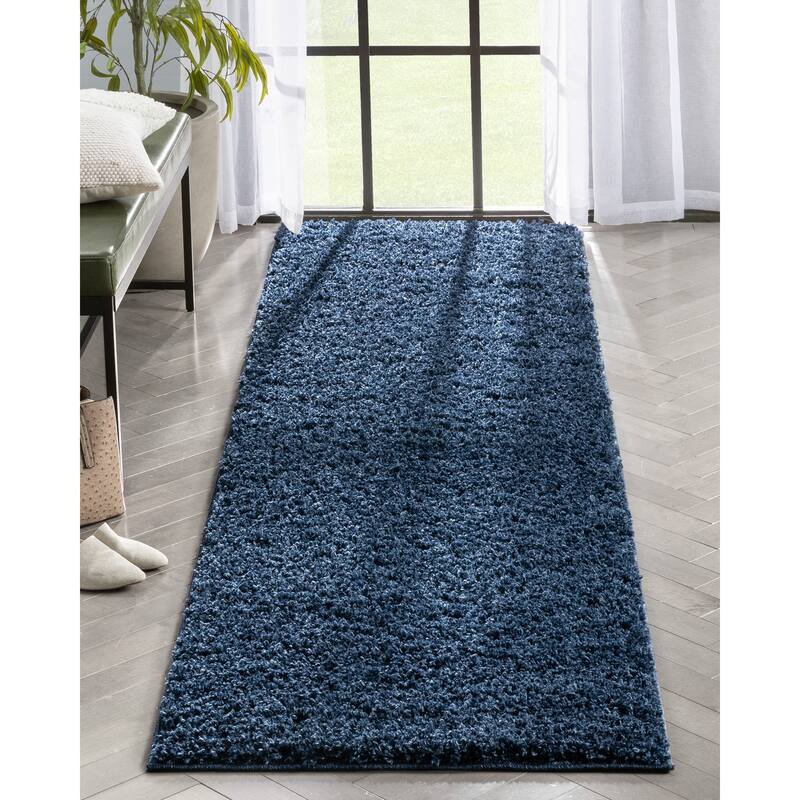 Well Woven Elle Basics Emerson Shag Area Rug - 2' 7" x 9' 6" - Dark Blue