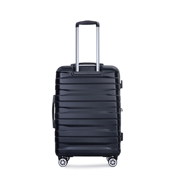 Black 3 Piece PC Expandable Luggage Sets,21/25/29inches Suitcase