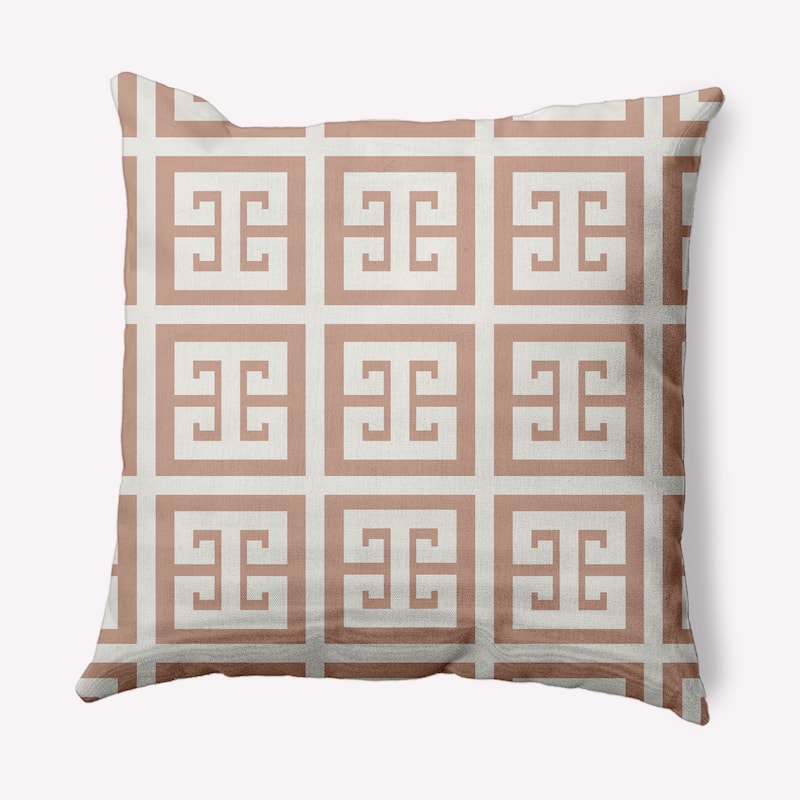 Greek Key Patterned Nautical Indoor/Outdoor Throw Pillow - Mauve - 20" x 20"