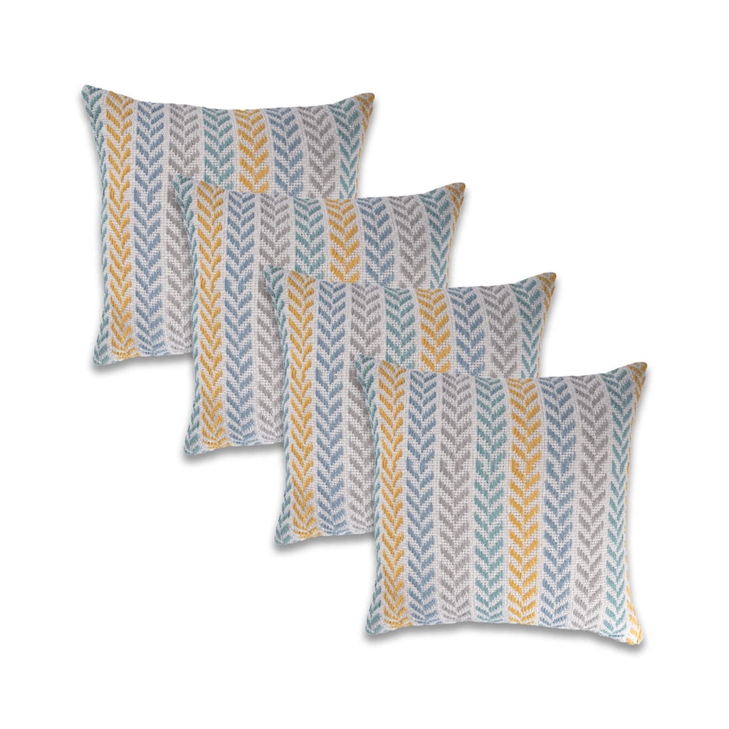 Aquila Set of 4 Coastal Chevron Cotton Throw Pillow Covers, 18" x 18", 4 PCS (Covers Only) by Sevita