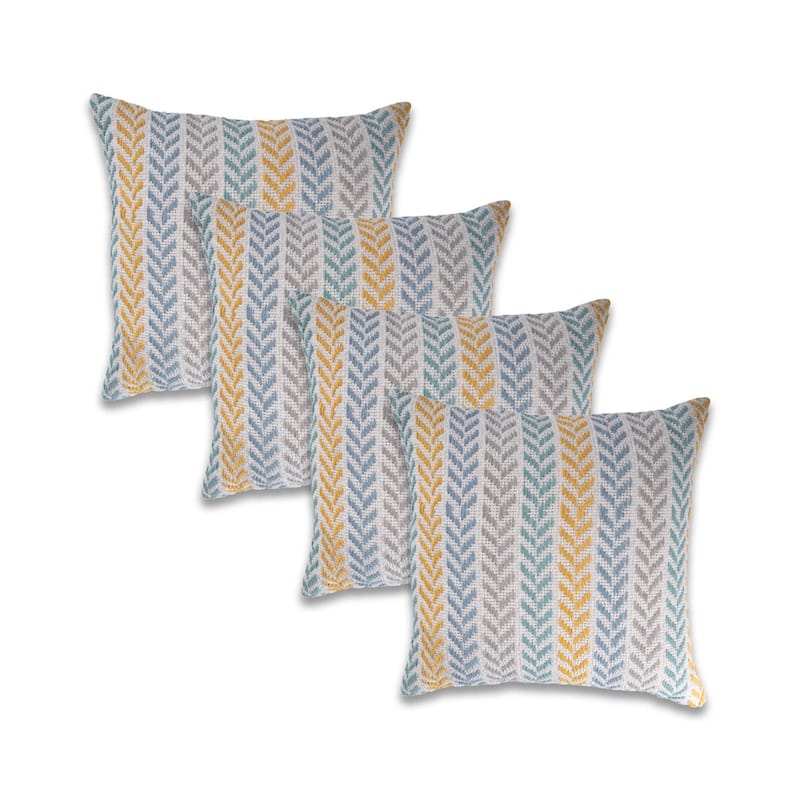 Sevita Yellow/Green Chevron Natural Cotton Square 18"x18" Throw Pillow, Set of 2 or 4