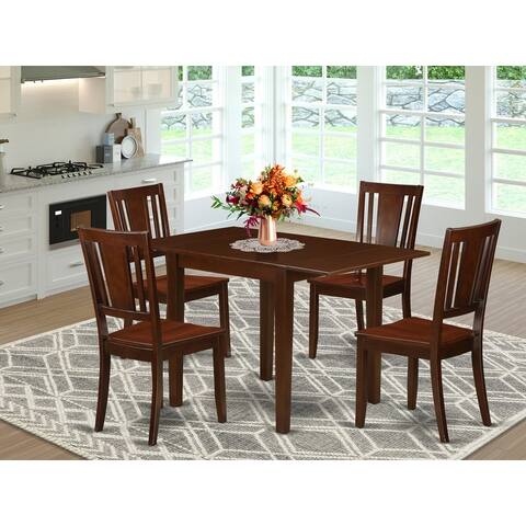 Dining Set - Rectangle Dining Table and Kitchen Chairs with Wooden Seat and Slatted Back - Mahogany Finish (Pieces Option)