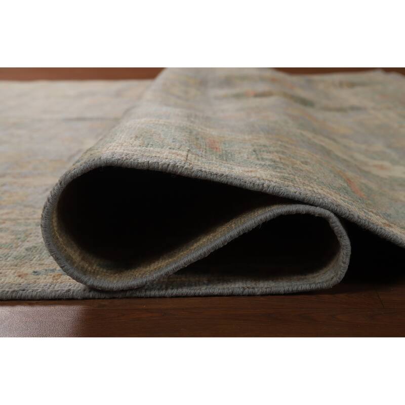 Hand Knotted Oriental 100% Wool Carpet Transitional All-Over Greys & Charcoal Oushak Area Rug - 9' 11'' X 8' 0''