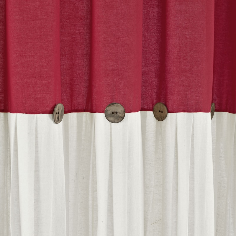 Lush Decor Two-tone Linen Button Shower Curtain