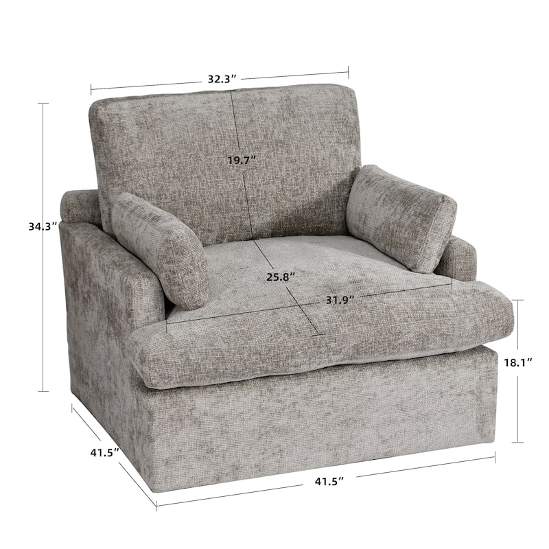 Chenille Oversized 41.5" Wide Down Fill Sofa Lounge Chair and A Half