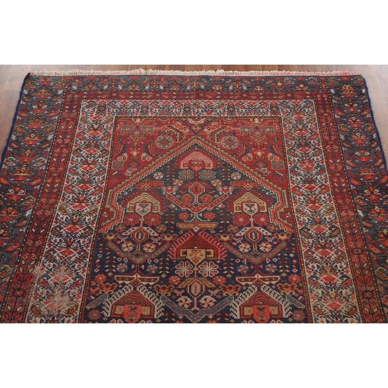 Pre-1900 Antique Bakhtiari Persian Area Rug Handmade Wool Carpet - 4'8"x 6'1"