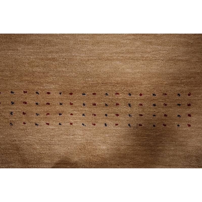 Tribal Gabbeh Oriental Area Rug Hand-Knotted Brown Wool Carpet - 4'10"x 6'5"