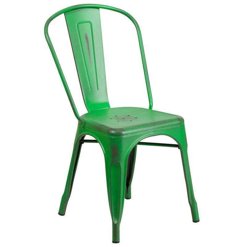 Distressed Metal Indoor/ Outdoor Stackable Chair